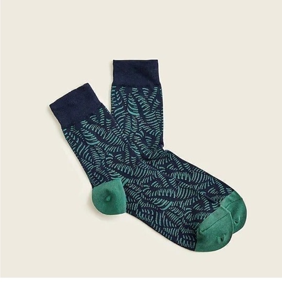 J. Crew Mens Bird Athletic Mid Crew Socks Dark Green One Size - Picture 1 of 4